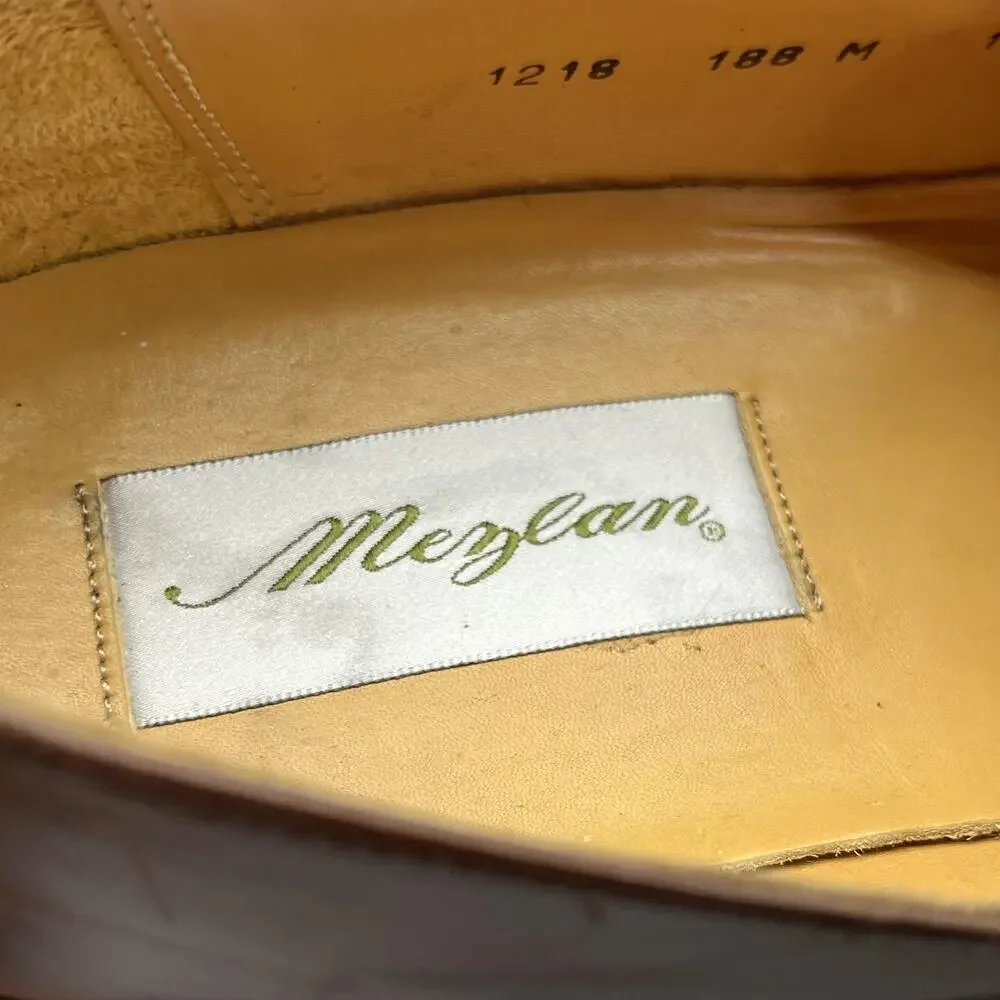 Mezlan Woven Perforated Penny Loafers Men Size 11 M Brown Leather Dress Shoes